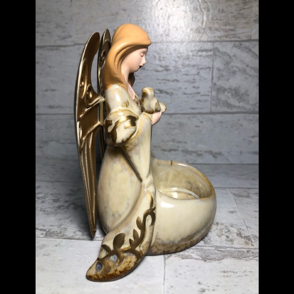 YANKEE CANDLE ANGEL TEA LIGHT/CANDLE HOLDER W/DOVE - Picture 2 of 7